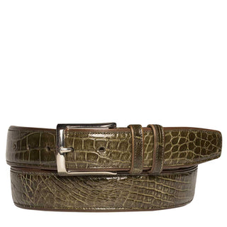 Mezlan Men's Belts Olive Exotic Alligator AO7907 (MZB1081)-AmbrogioShoes