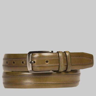 Mezlan Mens Belts Olive Italian Calfskin AO10641 (MZB1041) Clearance-AmbrogioShoes