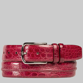 Mezlan Mens Belts Red Exotic Crocodile AO10310 (MZB2004)-AmbrogioShoes