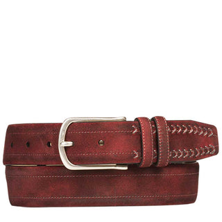 Mezlan Men's Belts Red Vintage Suede AO10628 (MZB1033)-AmbrogioShoes