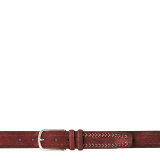 Mezlan Men's Belts Red Vintage Suede AO10628 (MZB1033)-AmbrogioShoes