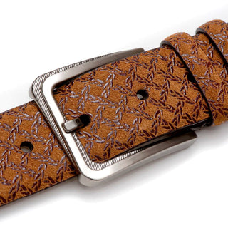 Mezlan Men's Belts Tan Textured Suede AO10359 (MZB1029)-AmbrogioShoes