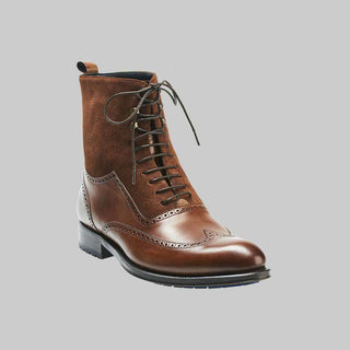 Mezlan Men's Benalva Cognac Calfskin & Suede Hi-Top Boots (MZ2050)-AmbrogioShoes