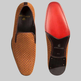Mezlan Men's Boheme II Tan Embossed Pattern Suede Loafers (MZ2062)-AmbrogioShoes