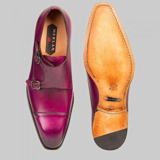 Mezlan Men's Cajal Purple Double Monk Strap Calfskin Loafers 6658(MZS1001)-AmbrogioShoes