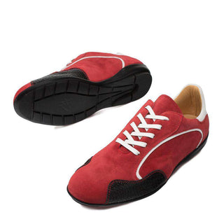 Mezlan Men's Coronado Red & White Suede & Embossed Calf-skin Leather Sneakers 8854 (MZ2837)-AmbrogioShoes