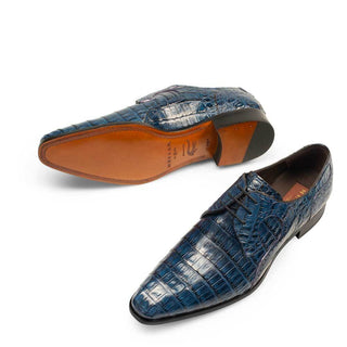 Mezlan Men's Shoes Blue Caimain Crocodile Oxfords 14527-F (MZ3131)-AmbrogioShoes