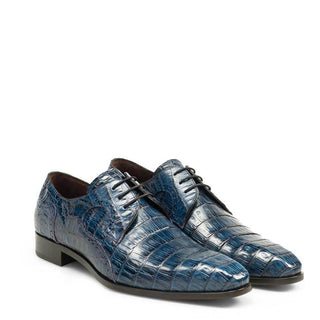 Mezlan Men's Shoes Blue Caimain Crocodile Oxfords 14527-F (MZ3131)-AmbrogioShoes