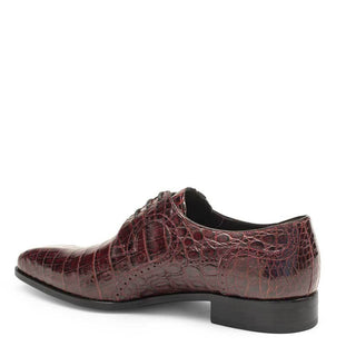 Mezlan Men's Shoes Burgundy Caimain Crocodile Oxfords 14527-F (MZ3132)-AmbrogioShoes