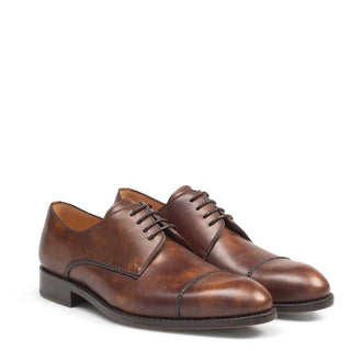 Mezlan Men's Shoes Dark Brown Calf-Skin Leather Good-Year Wing-Tip Cap-Toe Oxfords G162 (MZ3194)-AmbrogioShoes