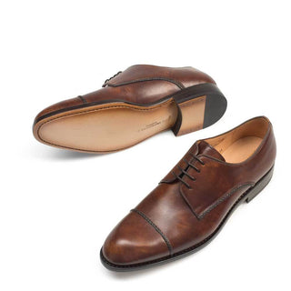 Mezlan Men's Shoes Dark Brown Calf-Skin Leather Good-Year Wing-Tip Cap-Toe Oxfords G162 (MZ3194)-AmbrogioShoes