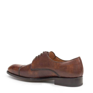 Mezlan Men's Shoes Dark Brown Calf-Skin Leather Good-Year Wing-Tip Cap-Toe Oxfords G162 (MZ3194)-AmbrogioShoes