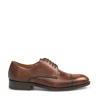 Mezlan Men's Shoes Dark Brown Calf-Skin Leather Good-Year Wing-Tip Cap-Toe Oxfords G162 (MZ3194)-AmbrogioShoes