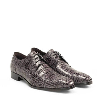 Mezlan Men's Shoes Grey Caimain Crocodile Oxfords 14527-F (MZ3133)-AmbrogioShoes