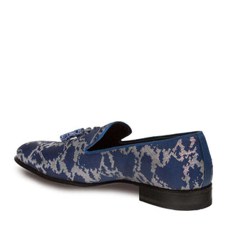 Mezlan Men's Falla Blue Fabric Crocodile Stylish Formal Slip On Loafers 4512-F (MZ2847)-AmbrogioShoes