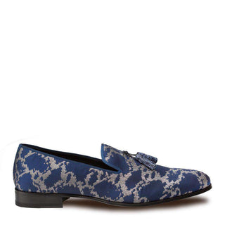 Mezlan Men's Falla Blue Fabric Crocodile Stylish Formal Slip On Loafers 4512-F (MZ2847)-AmbrogioShoes