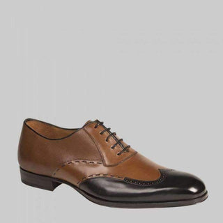 Mezlan Mens Luxury Shoes Aaron Navy & Tan Two Tone Calfskin Oxfords (MZW2673)-AmbrogioShoes