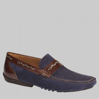 Mezlan Mens Luxury Shoes Bassols Blue & Brown Suede & Calfskin Oxfords (MZW2702)-AmbrogioShoes