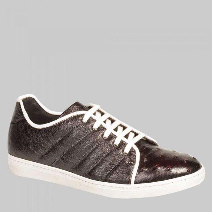 Mezlan Mens Luxury Designer Shoes Black & Red Exotic Ostrich Sneakers ...