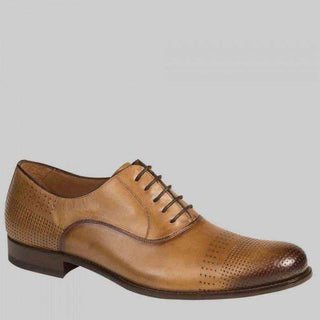 Mezlan Mens Luxury Shoes Bonet Cognac Burnished Calfskin Oxfords (MZW2710)-AmbrogioShoes