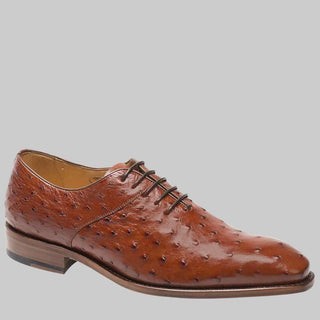 Mezlan Mens Luxury Shoes Brandy Ostrich Oxfords G504-S1 (MZ2297)-AmbrogioShoes