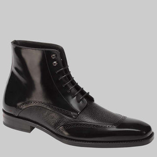 Mezlan Mens Luxury Shoes Castillo Black Deer & Calfskin Boots 18134 (MZ2308)-AmbrogioShoes