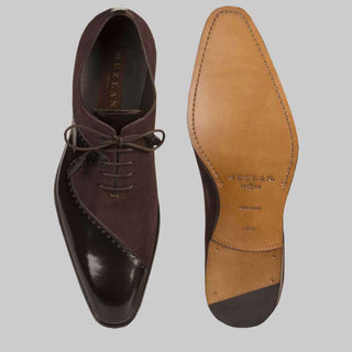 Mezlan Mens Luxury Shoes Charlotte Dark Brown European Calfskin & Suede Oxfords 16415-1 (MZ2282)-AmbrogioShoes