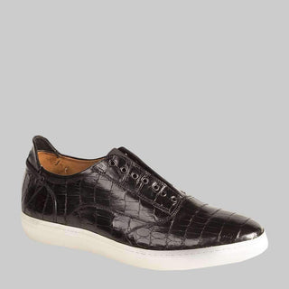 Mezlan Mens Luxury Shoes Emmanuel Black Crocodile Sneakers (MZ2109)-AmbrogioShoes