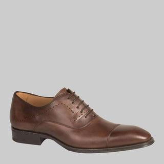 Mezlan Mens Luxury Shoes Fermo Dark Brown Calfskin Oxfords (MZ2115)-AmbrogioShoes