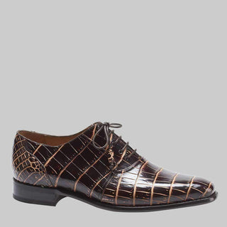 Mezlan Mens Luxury Shoes Fernan Brown & Beige Alligator Exotic Oxfords (MZ2117)-AmbrogioShoes