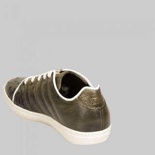 Mezlan Mens Luxury Shoes Green Exotic Ostrich Sneakers 14190-S (MZW2509)-AmbrogioShoes