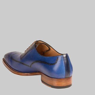 Mezlan Mens Luxury Shoes Kelvin Electric Blue & Blue Calfskin Oxfords (MZ2150)-AmbrogioShoes