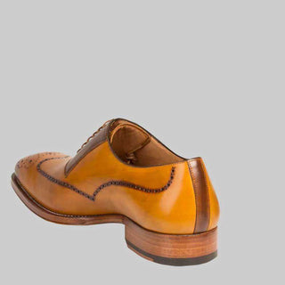 Mezlan Mens Luxury Shoes Kelvin Mustard & Tan Calfskin Oxfords (MZ2151)-AmbrogioShoes