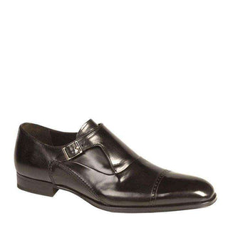 Mezlan Mens Luxury Shoes Kingston Black Burnished Ascot Calfskin Loafers 16424 (MZS1000)-AmbrogioShoes