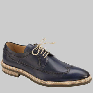 Mezlan Mens Luxury Shoes Maraval Medium Blue Calf-Skin Leather Oxfords (MZ2166)-AmbrogioShoes