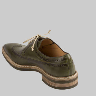 Mezlan Mens Luxury Shoes Maraval Olive Calf-Skin Leather Oxfords (MZ2167)-AmbrogioShoes