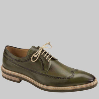 Mezlan Mens Luxury Shoes Maraval Olive Calf-Skin Leather Oxfords (MZ2167)-AmbrogioShoes