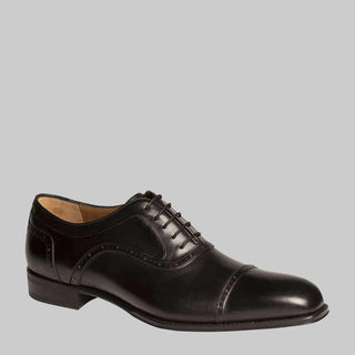 Mezlan Mens Luxury Shoes March Black Calf-Skin Leather Oxfords (MZ2170)-AmbrogioShoes