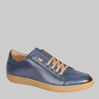 Mezlan Mens Luxury Shoes Masi Blue Calf-Skin Leather Sneakers (MZ2178)-AmbrogioShoes