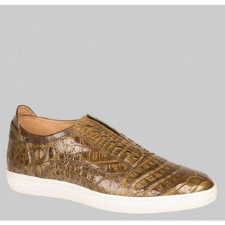 Mezlan Mens Luxury Shoes Mink Exotic Crocodile Sneakers 14106-F (MZW2504)-AmbrogioShoes