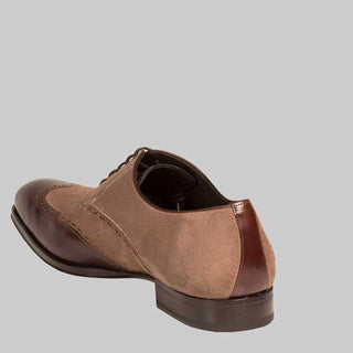 Mezlan Mens Luxury Shoes Paganini Brown & Taupe Two-Tone Suede & Calfskin Oxfords (MZ2204)-AmbrogioShoes