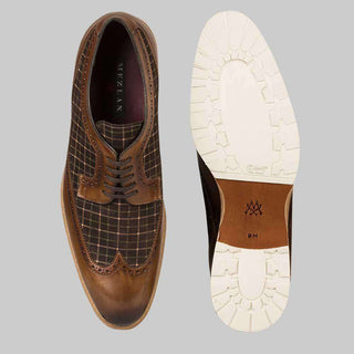 Mezlan Mens Luxury Shoes Paulov Cognac & Brown Printed Fashion Suede & Calfskin Oxfords (MZ2213)-AmbrogioShoes