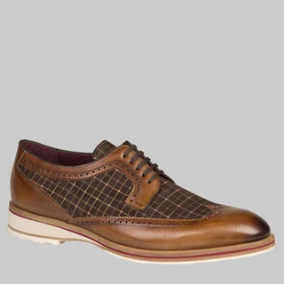 Mezlan Mens Luxury Shoes Paulov Cognac & Brown Printed Fashion Suede & Calfskin Oxfords (MZ2213)-AmbrogioShoes