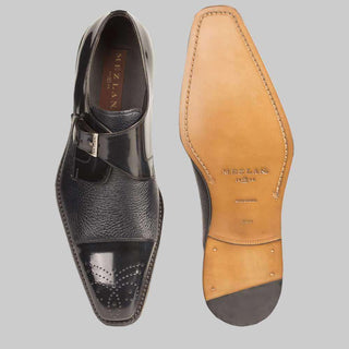 Mezlan Men's Luxury Shoes Phoenix Blue Calfskin & Deerskin Monk Strap Loafers (MZ2033)-AmbrogioShoes