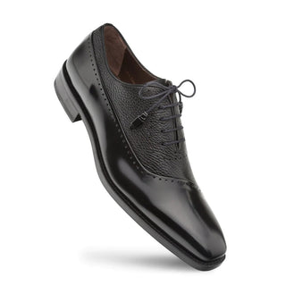 Mezlan Men's Luxury Designer Shoes Postdam Black Calfskin & Deerskin Oxfords (MZ2025)-AmbrogioShoes