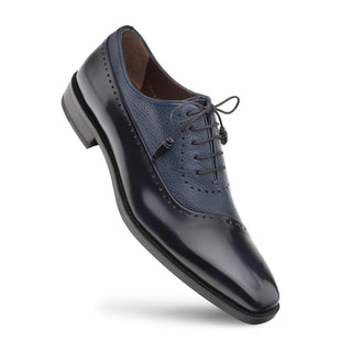 Mezlan Men's Luxury Designer Shoes Postdam Blue Calfskin & Deerskin Oxfords (MZ2026)-AmbrogioShoes