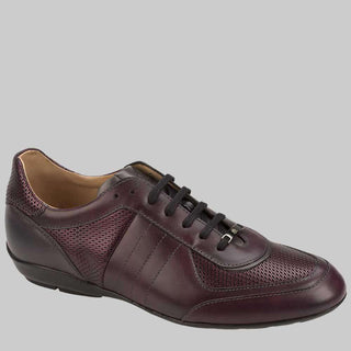 Mezlan Mens Luxury Shoes Redon Burgundy & Grey Calf-skin Sneakers (MZ2220)-AmbrogioShoes