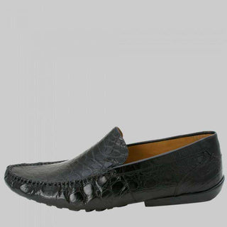 Mezlan Mens Luxury Shoes Romanza Black Exotic Crocodile Loafers (MZW2628)-AmbrogioShoes