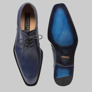 Mezlan Mens Luxury Shoes Saturno Blue Calfskin Oxfords 8255 (MZ2338)-AmbrogioShoes