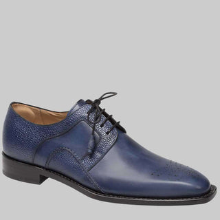 Mezlan Mens Luxury Shoes Saturno Blue Calfskin Oxfords 8255 (MZ2338)-AmbrogioShoes